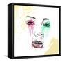 Hand-Drawn Fashion Model Portrait. Vector Illustration.-AlisaRed-Framed Stretched Canvas