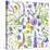 Hand Drawn Floral Seamless Pattern Made with Watercolor Pink, Violet and Lilac Wildflowers, Bees An-Val_Iva-Stretched Canvas