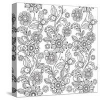 Hand Drawn Flowers and Butterflies for the Anti Stress Coloring Page.-null-Stretched Canvas