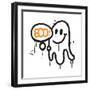 Hand Drawn Ghost with Word - Boo - in Bubble. Textuted Urnab Graffiti Elements for Halloween Print-Svetlana Shamshurina-Framed Photographic Print