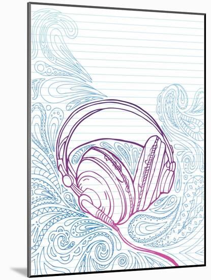 Hand Drawn Headphones-artplay-Mounted Art Print