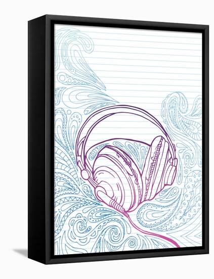 Hand Drawn Headphones-artplay-Framed Stretched Canvas