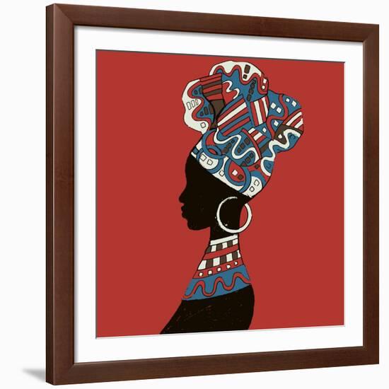 Hand Drawn Illustration Beautiful Black Woman.African Woman-IVANCHINA ANNA-Framed Art Print