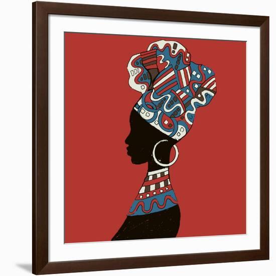 Hand Drawn Illustration Beautiful Black Woman.African Woman-IVANCHINA ANNA-Framed Art Print