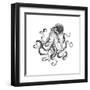 Hand-Drawn Illustration Octopus, Vector Isolate on White Background.-Nikiparonak-Framed Art Print