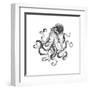 Hand-Drawn Illustration Octopus, Vector Isolate on White Background.-Nikiparonak-Framed Art Print