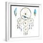 Hand Drawn Illustration of Dreamcatcher.Ethnic Illustration with Native American Indian Watercolor-Irina Usmanova-Framed Art Print