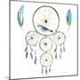 Hand Drawn Illustration of Dreamcatcher.Ethnic Illustration with Native American Indian Watercolor-Irina Usmanova-Mounted Art Print