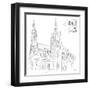 Hand Drawn Illustration of Prague Castle, Czech Republic.-kotoko-Framed Art Print