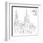 Hand Drawn Illustration of Prague Castle, Czech Republic.-kotoko-Framed Art Print