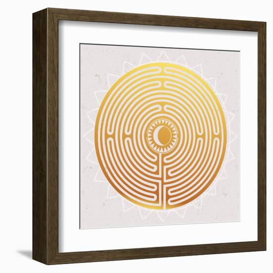 Hand Drawn Maze Labyrinth with Sun in It.-Katja Gerasimova-Framed Art Print