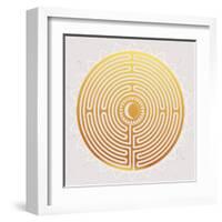 Hand Drawn Maze Labyrinth with Sun in It.-Katja Gerasimova-Framed Art Print