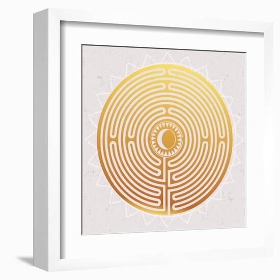 Hand Drawn Maze Labyrinth with Sun in It.-Katja Gerasimova-Framed Art Print