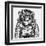 Hand Drawn Monkey Astronaut Vector-Tairy Greene-Framed Art Print