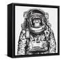 Hand Drawn Monkey Astronaut Vector-Tairy Greene-Framed Stretched Canvas