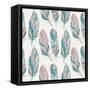 Hand Drawn Pattern with Tribal Feathers-OliaFedorovsky-Framed Stretched Canvas