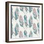 Hand Drawn Pattern with Tribal Feathers-OliaFedorovsky-Framed Art Print