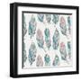 Hand Drawn Pattern with Tribal Feathers-OliaFedorovsky-Framed Art Print