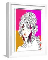 Hand Drawn Pop-Art Poster of a Fashion Model-LanaN.-Framed Art Print