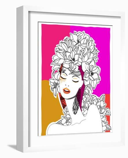 Hand Drawn Pop-Art Poster of a Fashion Model-LanaN.-Framed Art Print