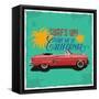 Hand Drawn Retro Car with a Text 'Take Me to California', T-Shirt Design-Heather_insane-Framed Stretched Canvas