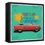 Hand Drawn Retro Car with a Text 'Take Me to California', T-Shirt Design-Heather_insane-Framed Stretched Canvas