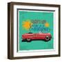 Hand Drawn Retro Car with a Text 'Take Me to California', T-Shirt Design-Heather_insane-Framed Art Print