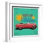 Hand Drawn Retro Car with a Text 'Take Me to California', T-Shirt Design-Heather_insane-Framed Art Print