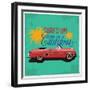 Hand Drawn Retro Car with a Text 'Take Me to California', T-Shirt Design-Heather_insane-Framed Premium Giclee Print