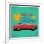 Hand Drawn Retro Car with a Text 'Take Me to California', T-Shirt Design-Heather_insane-Framed Art Print