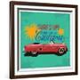 Hand Drawn Retro Car with a Text 'Take Me to California', T-Shirt Design-Heather_insane-Framed Art Print