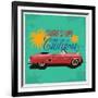 Hand Drawn Retro Car with a Text 'Take Me to California', T-Shirt Design-Heather_insane-Framed Art Print