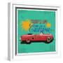 Hand Drawn Retro Car with a Text 'Take Me to California', T-Shirt Design-Heather_insane-Framed Art Print