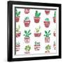 Hand Drawn Seamless Pattern with Cacti.-ircy-Framed Art Print