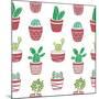 Hand Drawn Seamless Pattern with Cacti.-ircy-Mounted Art Print