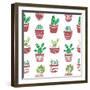 Hand Drawn Seamless Pattern with Cacti.-ircy-Framed Art Print