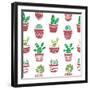 Hand Drawn Seamless Pattern with Cacti.-ircy-Framed Art Print