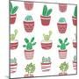 Hand Drawn Seamless Pattern with Cacti.-ircy-Mounted Art Print