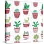 Hand Drawn Seamless Pattern with Cacti.-ircy-Stretched Canvas