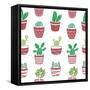 Hand Drawn Seamless Pattern with Cacti.-ircy-Framed Stretched Canvas
