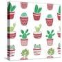 Hand Drawn Seamless Pattern with Cacti.-ircy-Stretched Canvas