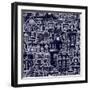 Hand-Drawn Seamless Pattern with Old Town-0mela-Framed Art Print