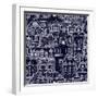 Hand-Drawn Seamless Pattern with Old Town-0mela-Framed Art Print