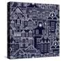 Hand-Drawn Seamless Pattern with Old Town-0mela-Stretched Canvas