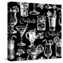 Hand Drawn Sketch Cocktails Seamless Pattern-Pim-Stretched Canvas