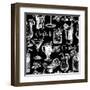 Hand Drawn Sketch Cocktails Seamless Pattern-Pim-Framed Art Print