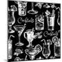 Hand Drawn Sketch Cocktails Seamless Pattern-Pim-Mounted Art Print