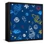 Hand Drawn Space Background-Nadezda Barkova-Framed Stretched Canvas