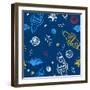 Hand Drawn Space Background-Nadezda Barkova-Framed Art Print