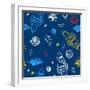 Hand Drawn Space Background-Nadezda Barkova-Framed Art Print